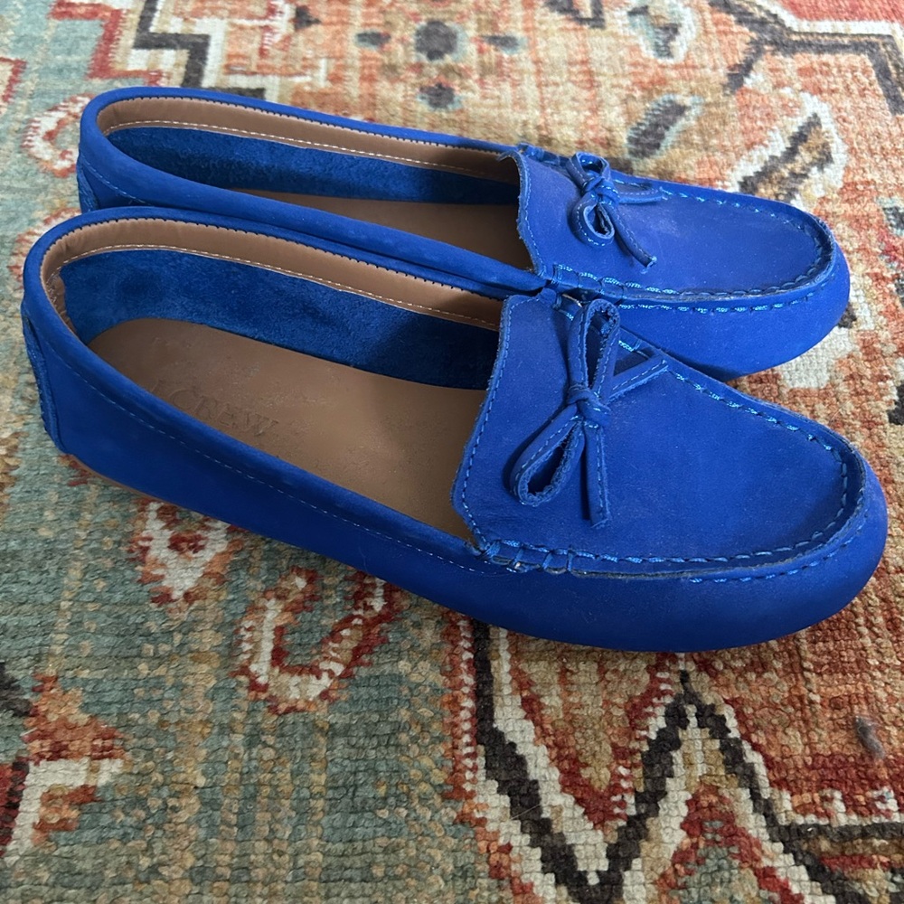 J. Crew Vibrant Blue Suede Moccasins